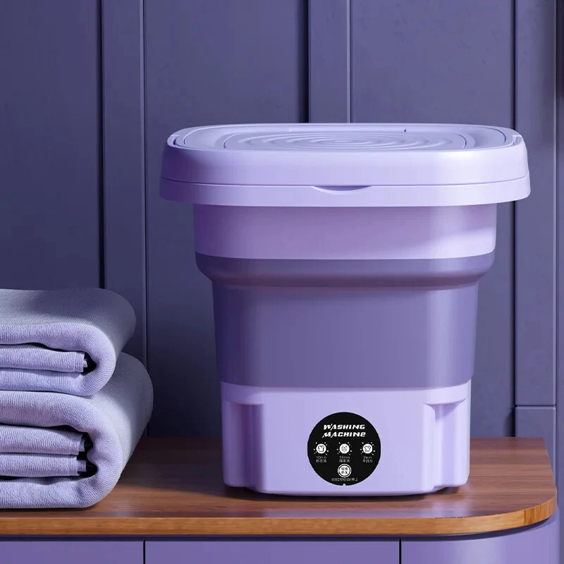 Portable Folding Mini Washing Machine 10W with Spin-Dry 8L Capacity Compact Design for Small Items Easy Operation Available in Lavender and Mint Green 110V or 220V Plug Option (image for) Portable Folding Mini Washing Machine 10W with Spin-Dry 8L Capacity Compact Design for Small Items Easy Operation Available in Lavender and Mint Green 110V or 220V Plug Option